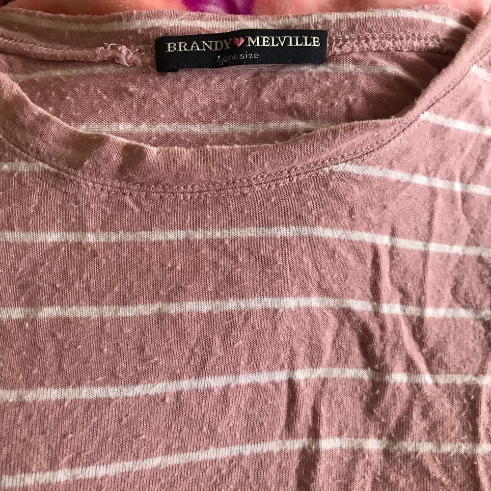 Brandy Melville Pink and White Striped Shirt